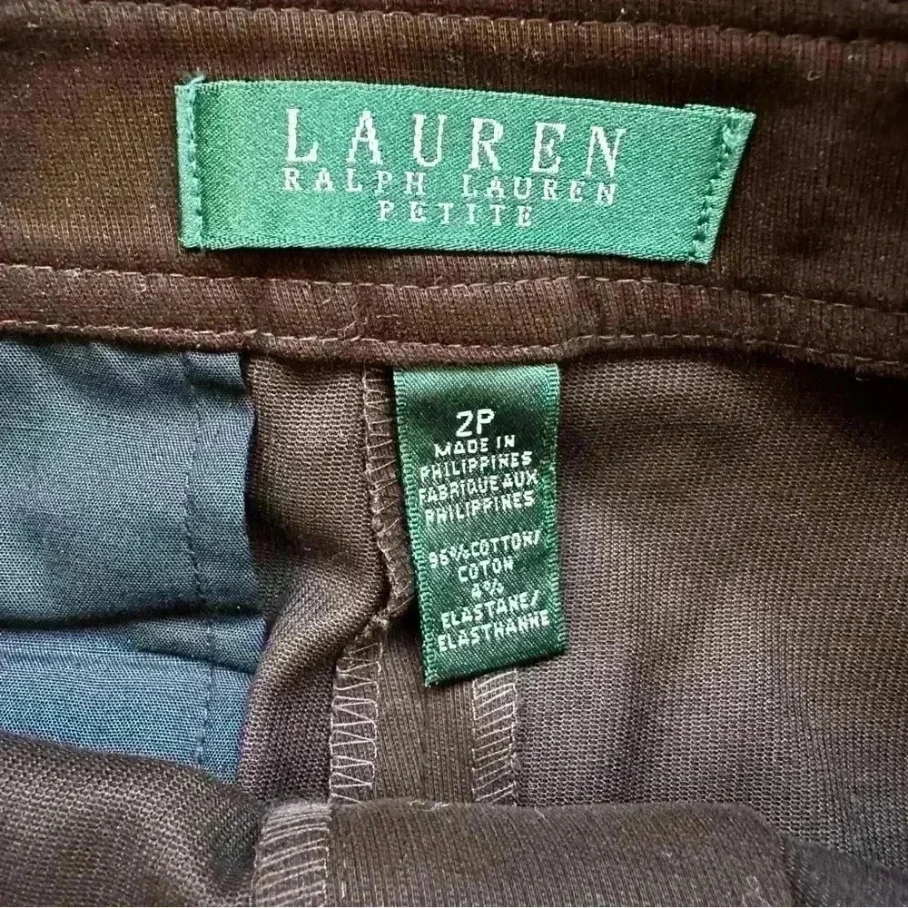 Lauren Ralph Lauren Skirt Twill 2P Stretch‎ Womens Pencil Brown Belted Preppy